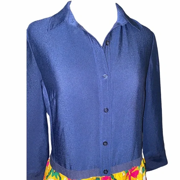 Rachel by Rachel Roy button up shirt dress, unique colorful print, sz 6 - Picture 7 of 9